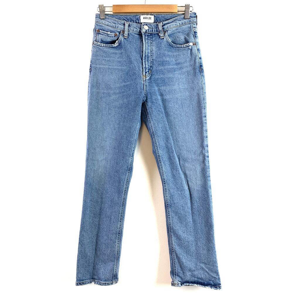 AGOLDE Wilder Mid Rise Straight Leg Stretch Denim Jean Cascadia Size 26 - Picture 4 of 7